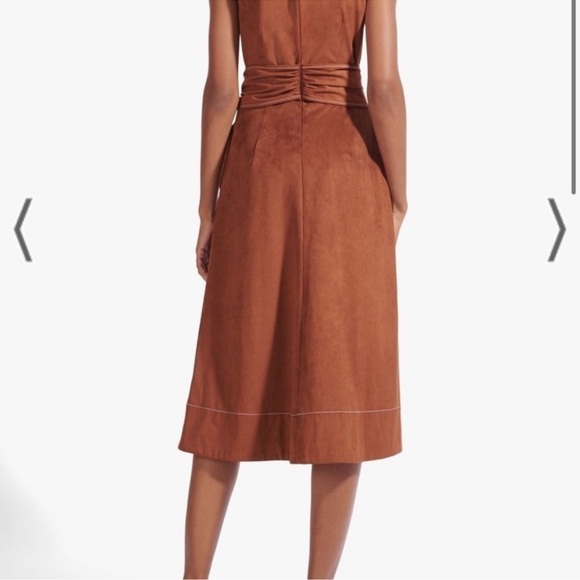 STAUD Elegant Brown Midi Dress - Picture 2 of 9